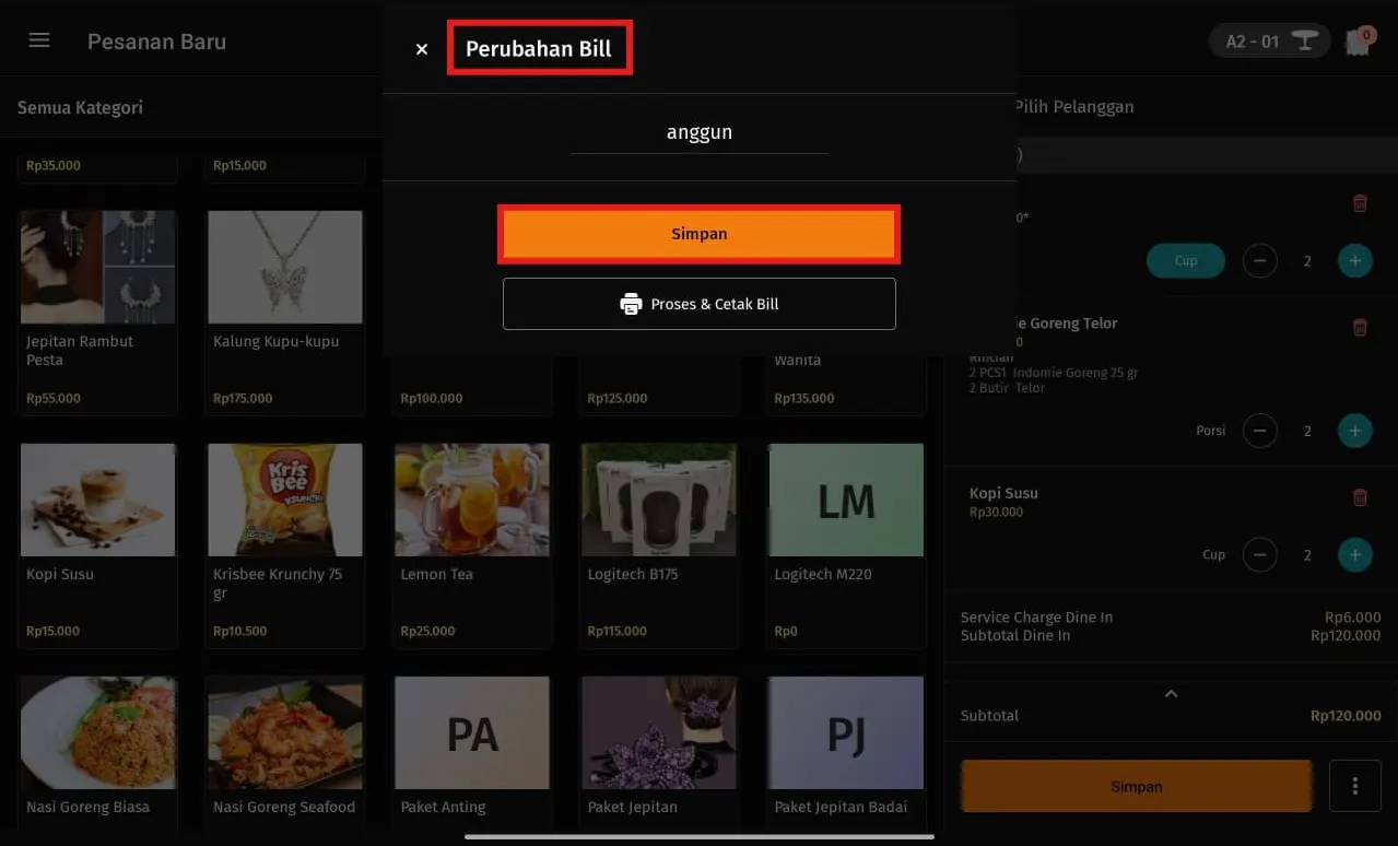 Cara cetak label perubahan pesanan